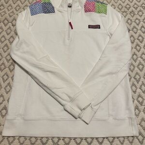 Vineyard Vines White Quarter-Zip Pullover